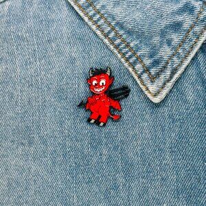 ⭐Hell Devil Imp Enamel Pins Red Fire Head Vampire Badge Brooch Diablito Rojo New